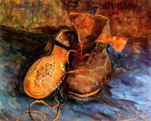 1. "A Pair of Shoes", Van Gogh, 1887, oil on canvas, 34 x 41.5 cm, Baltimore, The Baltimore Museum of Art.