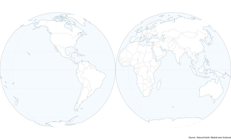 Exemple de fond de carte du monde en 2 hémisphères