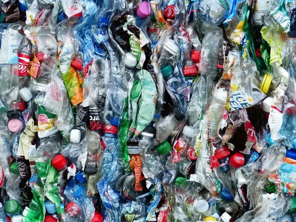 A pile of compacted plastic bottles.