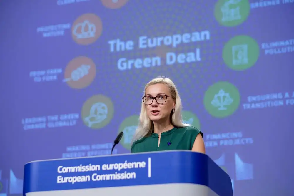 European Commissionner for European Green Deal Kadri Simson during a press conference in Brussels, September 2020.