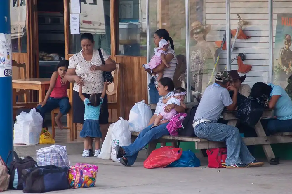Migrants waiting for transport in the Darien province of Panama.