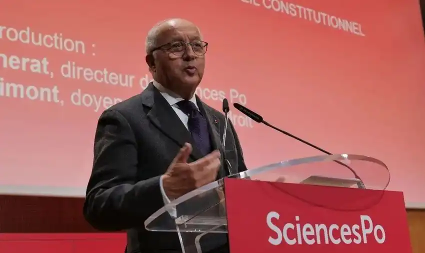 Laurent Fabius en Amphithéâtre Émile Boutmy (crédits : Thomas Arrivé/Sciences Po