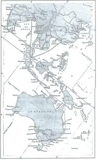 Pivoted map of Australia by Thomas Mitchell, 1848