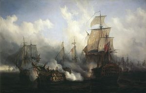 Bataille de Trafalgar, 1805, par Auguste Étienne François Mayer. Domaine public