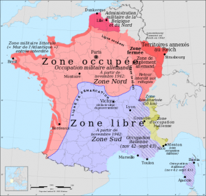 les zones françaises occupées pendant la Seconde Guerre mondiale par Eric Gaba - CC BY-SA 4.0