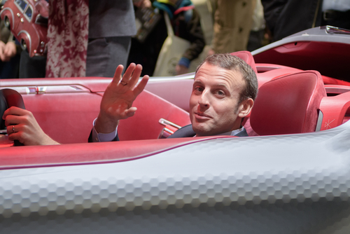Emmanuel Macron inside the concept car Trezor (Renault) at the Paris Motor Show 2016. © Frederic Legrand - COMEO/Shutterstock