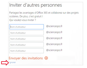 Ignorer l'option d'invitation d'autres personnes