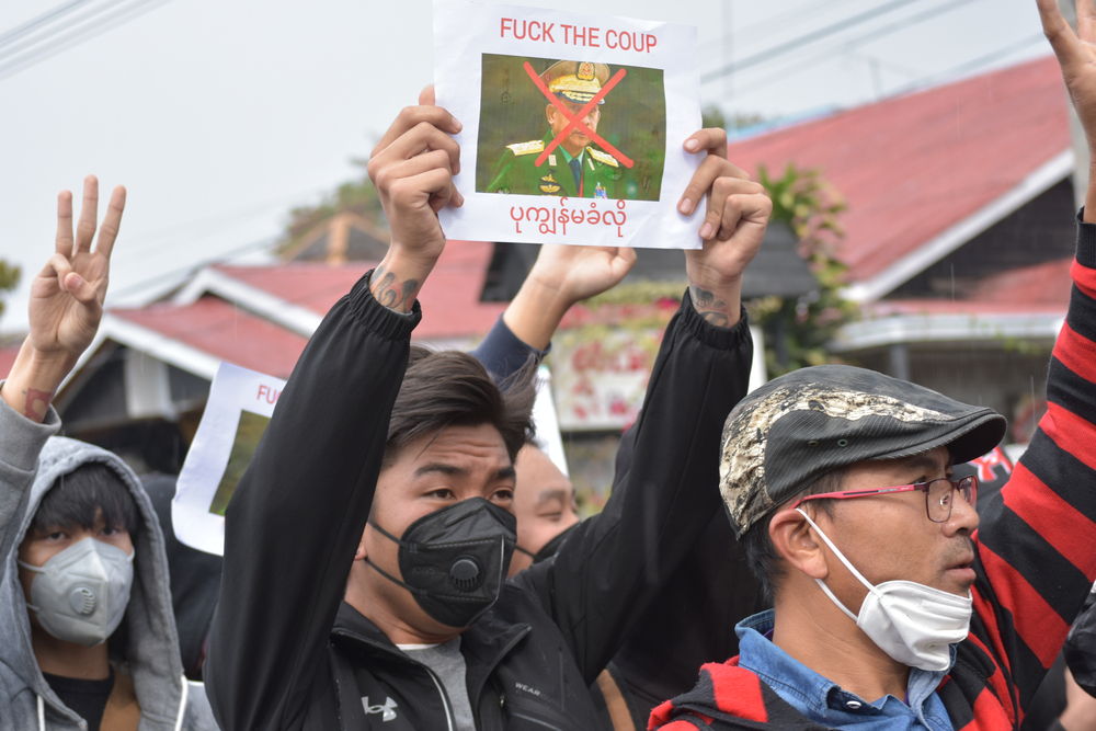 Protesters in Nyaungshwe, Myanmar